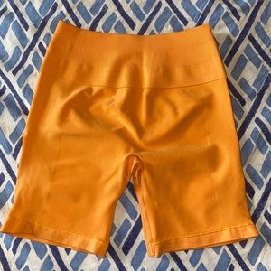 Orange biker workout shorts